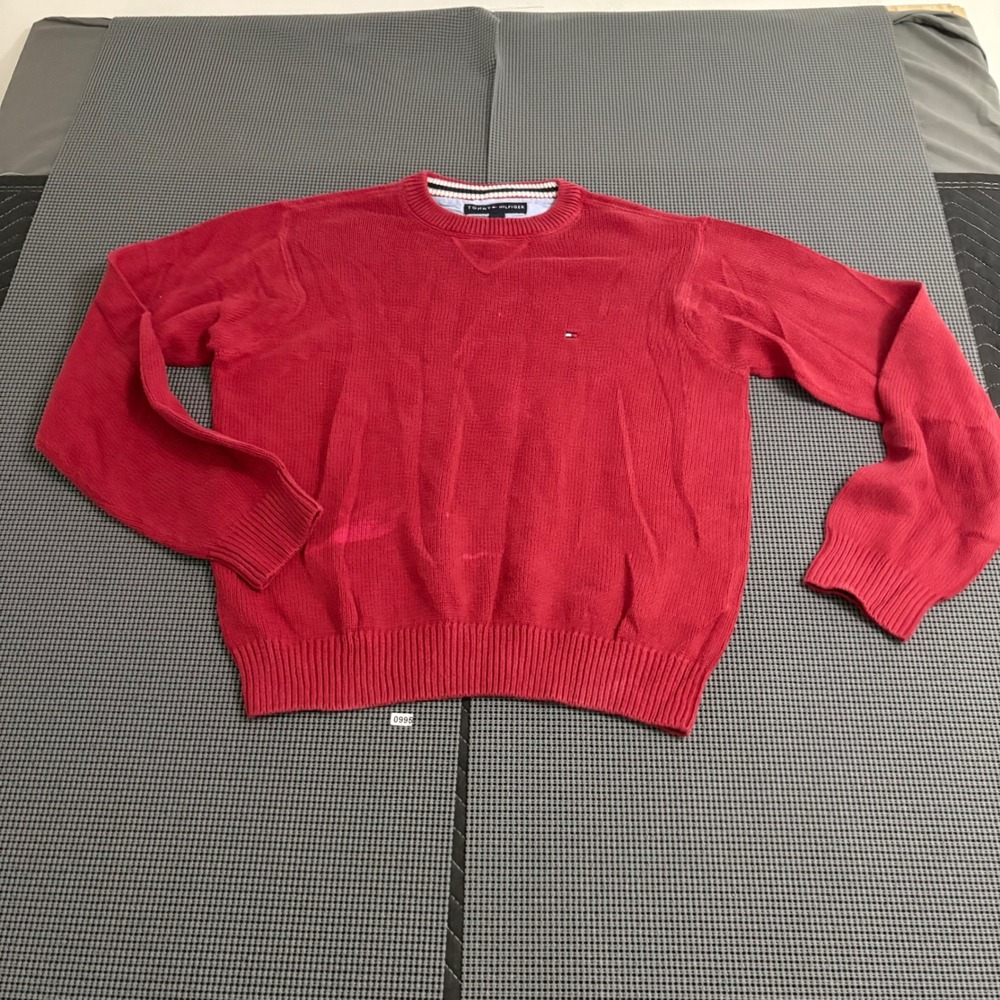 Tommyβ Hilfiger Mens Red Crewneck Ribbed Knit Pullover Sweater Small